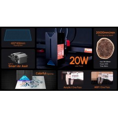 AlgoLaser Alpha MK2 20Wattos lézergravírozó LCD ijelzővel.