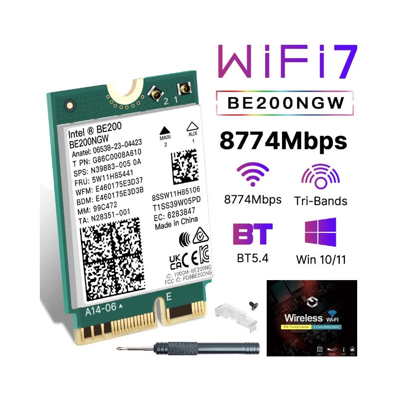WiFi 7 BE200NGW M.2 NGFF hálózati adapter Bluetooth 5.4