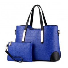 Divatos, kék női táska, kivehető kistáskával.