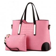 Divatos, rózsaszín női táska, kivehető kistáskával.
