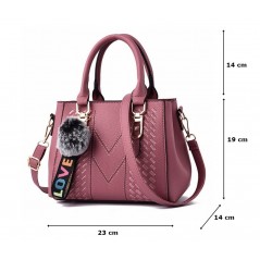 S. rózsaszín, varrott mintás női táska, kistáska. 5028-3oc