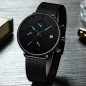 Milánói csatos fekete férfi karóra, dátum kijelzéssel, Chronograph-al.