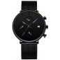 Milánói csatos fekete férfi karóra, dátum kijelzéssel, Chronograph-al.