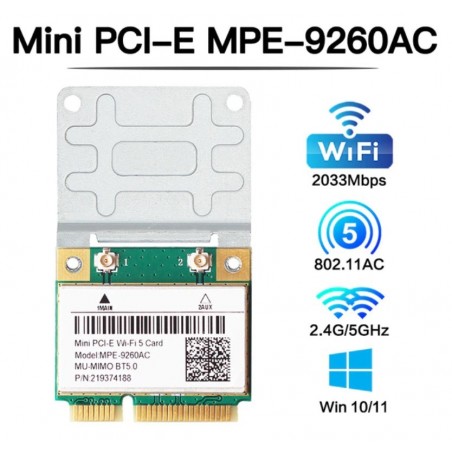 PCI Express wifi notebook adapter 802.11a/b/g/n/ac, Bluetooth 5.0